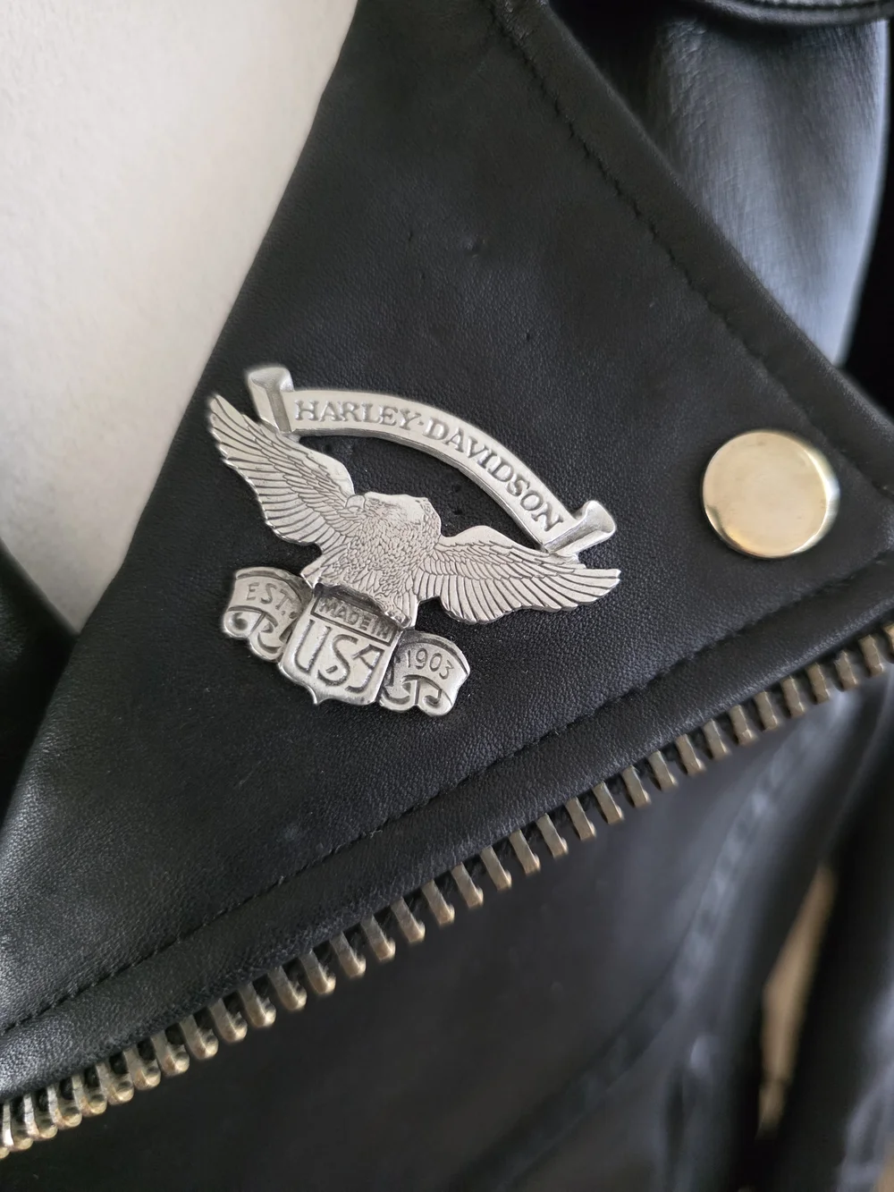 Vintage 1991 German Leather Motorcycle Jacket Harley Davidson Artwork- Mens 46